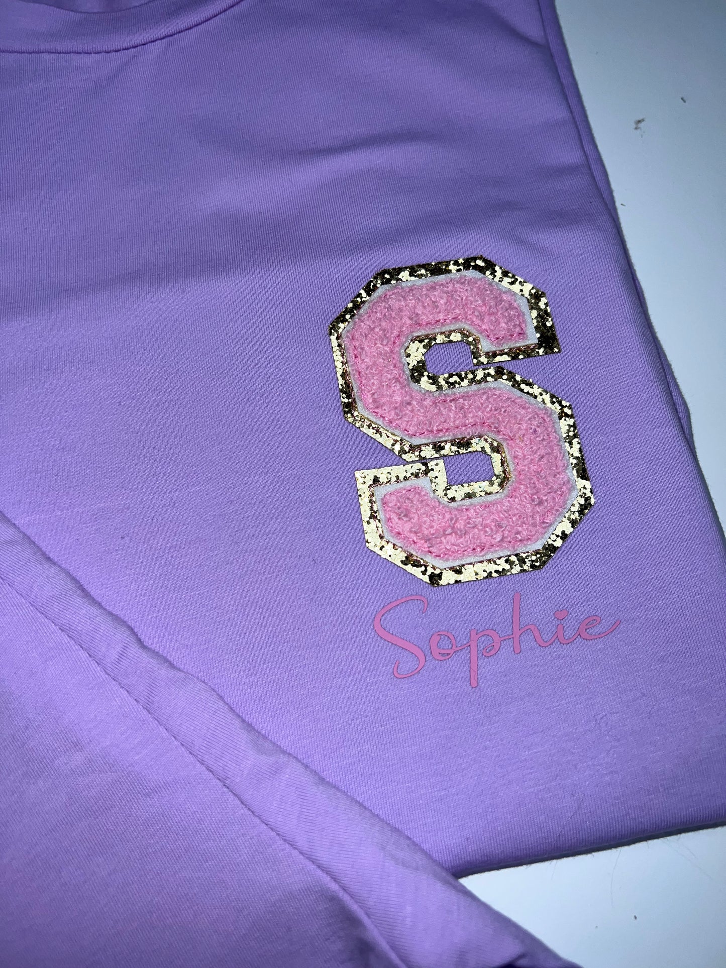 Kids personalised initial glitter shorts/t-shirt set