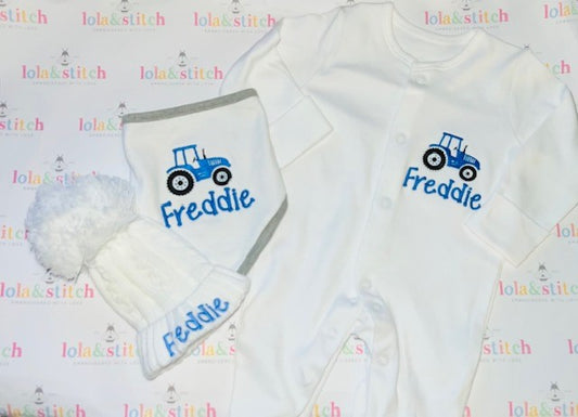 Baby Personalised Tractor Gift Set