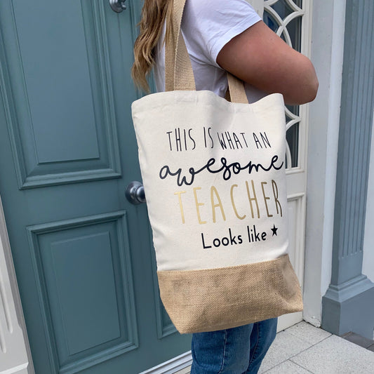 This is what an awesome teacher looks like tote bag