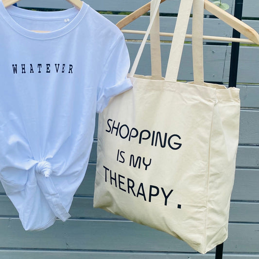 Shopping is my therapy tote bag