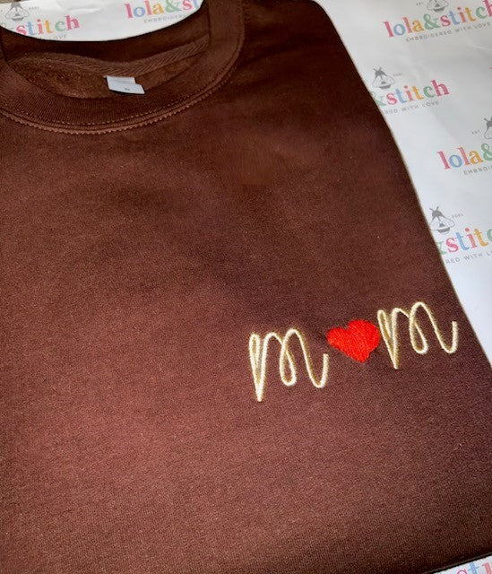 Hand Embroidered Heart Mum Sweatshirt