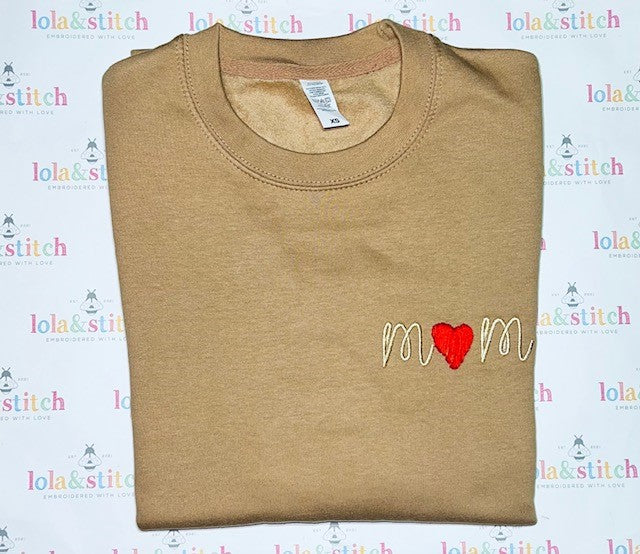 Hand Embroidered Heart Mum Sweatshirt